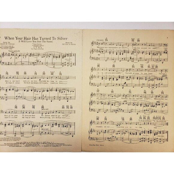 Sheet Music-"When Your Hair Has Turned to Silver" Guy Lombardo; DeRose1930 - Picture 2 of 4